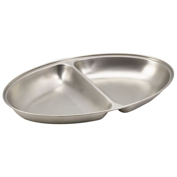 GenWare Stainless Steel Two Division Oval Vegetable Dish 35cm/ 14" pack of 1