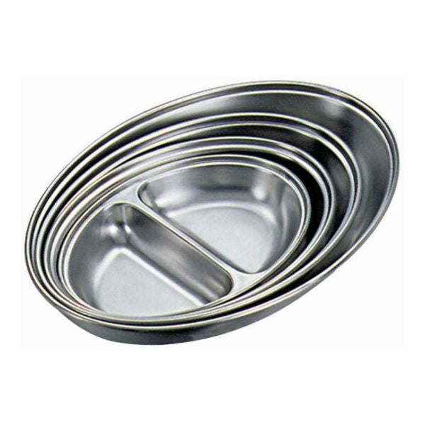 GenWare Stainless Steel Two Division Oval Vegetable Dish 30cm/ 12" pack of 1