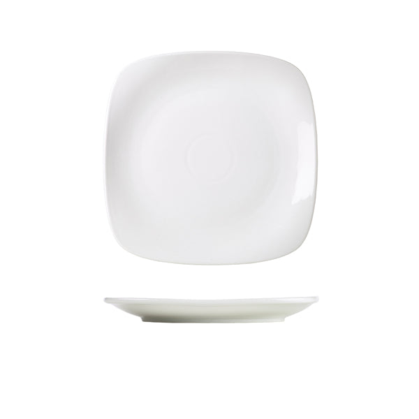 Genware Porcelain Rounded Square Plate 21cm/ 8.25" pack of 6