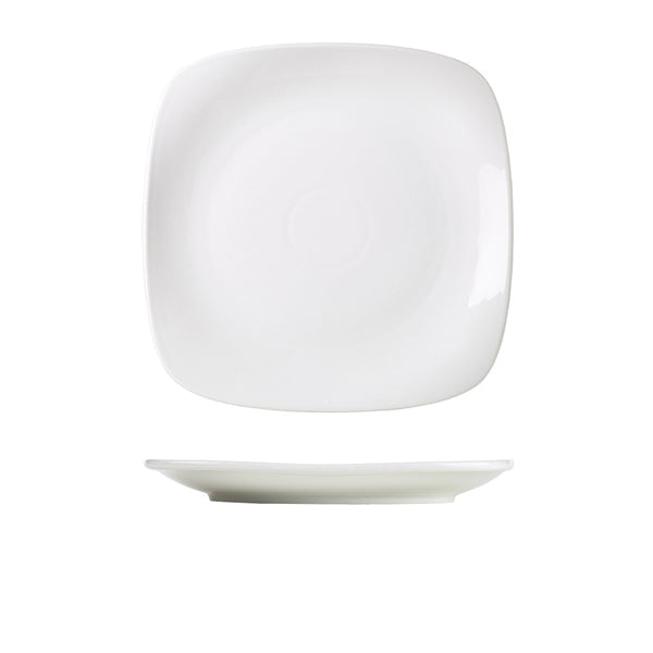 Genware Porcelain Rounded Square Plate 25cm/ 9.75" pack of 6