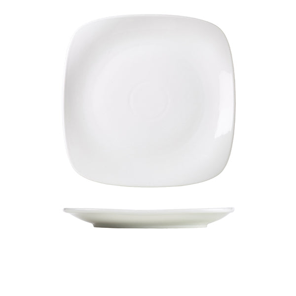 Genware Porcelain Rounded Square Plate 27cm/ 10.5" pack of 6