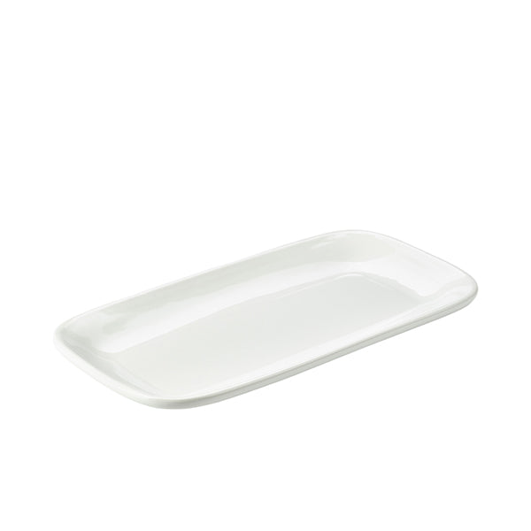 Genware Porcelain Rounded Rectangular Plate 35.5 x 19cm/ 14 x 7.5" pack of 3