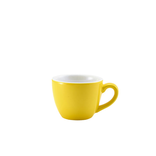 Genware Porcelain Yellow Bowl Shaped Cup 9cl/ 3oz pack of 6