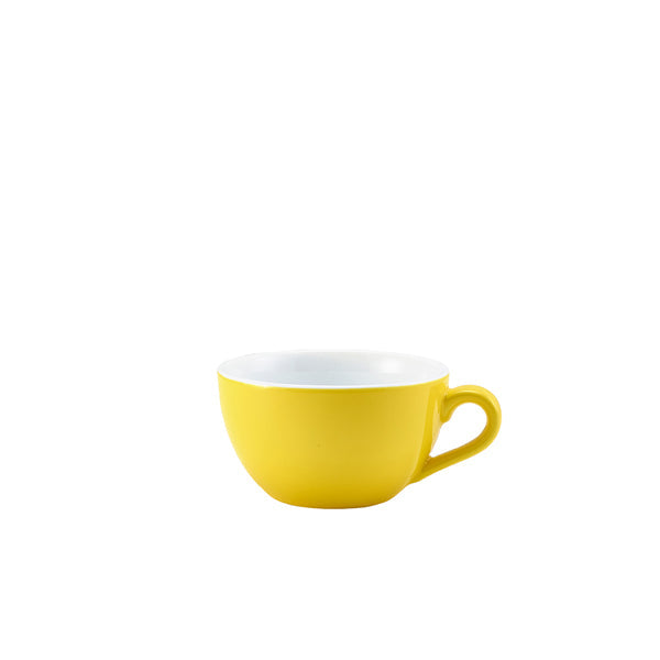 Genware Porcelain Yellow Bowl Shaped Cup 17.5cl/ 6oz pack of 6