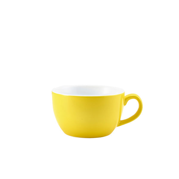 Genware Porcelain Yellow Bowl Shaped Cup 25cl/ 8.75oz pack of 6