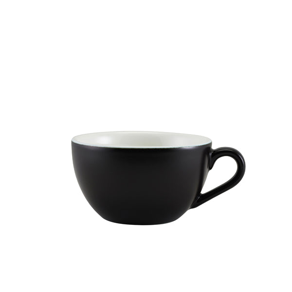 Genware Porcelain Matt Black Bowl Shaped Cup 34cl/ 12oz pack of 6