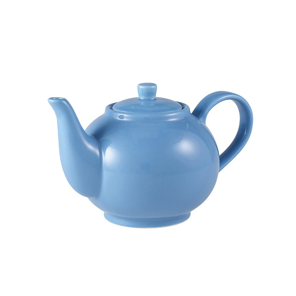 Genware Porcelain Blue Teapot 45cl/ 15.75oz pack of 6