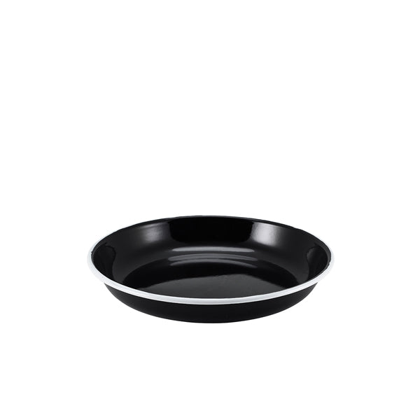 Enamel Rice/ Pasta Plate Black with White Rim 20cm pack of 1