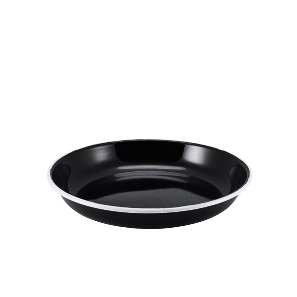 Enamel Rice/ Pasta Plate Black with White Rim 24cm pack of 1