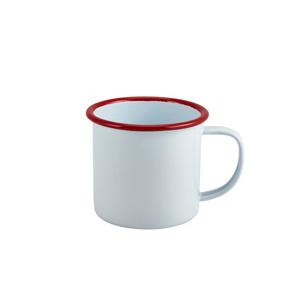 Enamel Mug White with Red Rim 36cl/ 12.5oz pack of 1