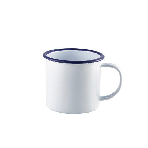 Enamel Mug White with Blue Rim 36cl/ 12.5oz pack of 1