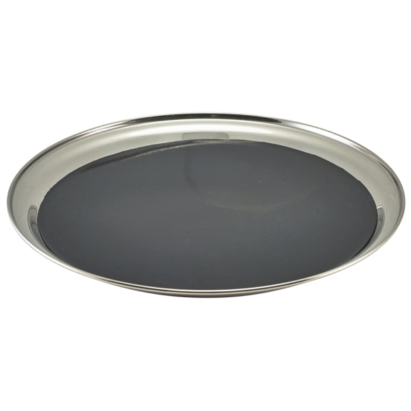 Non Slip Stainless Steel Round Tray 12" pack of 1