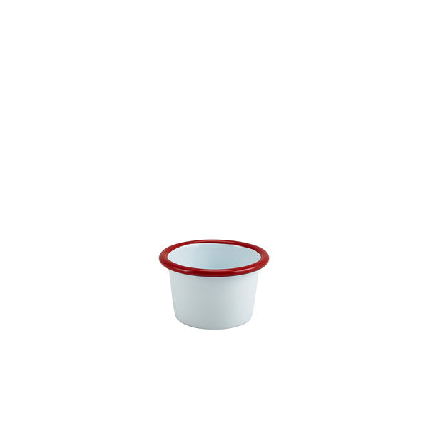 Enamel Ramekin White with Red Rim 7cm Dia 90ml/ 3.2oz pack of 12