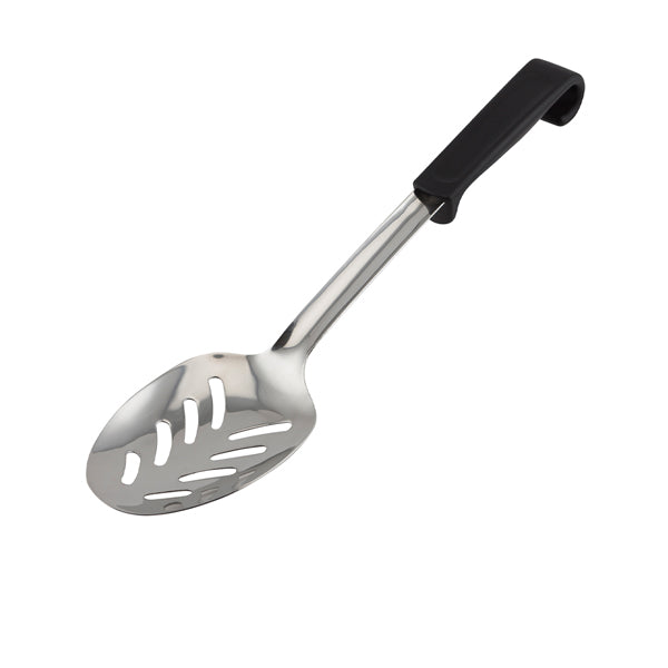 Genware Plastic Handle Spoon Slotted Black pack of 1