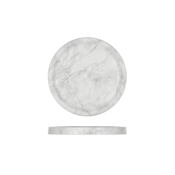 White Marble Agra Melamine Round Tray 23cm pack of 1