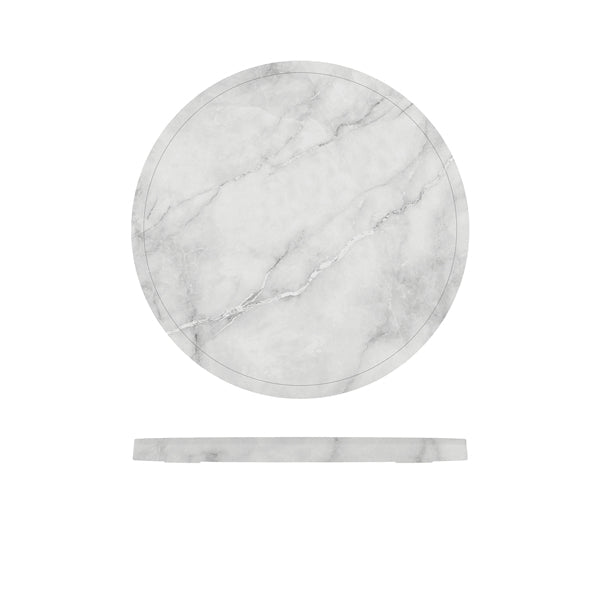 White Marble Agra Melamine Round Slab 28.5cm pack of 1