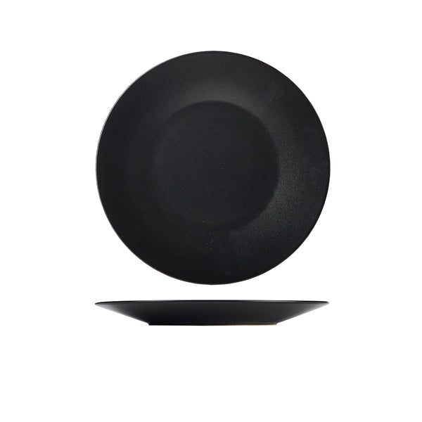 Luna Stoneware Black Wide Rim Plate 25cm/ 9.75" pack of 6