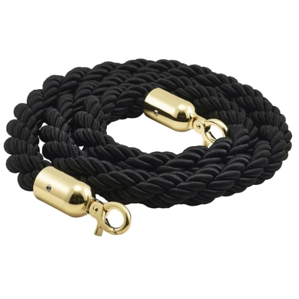 Barrier Rope Black- Brass Plated Ends pack of 1