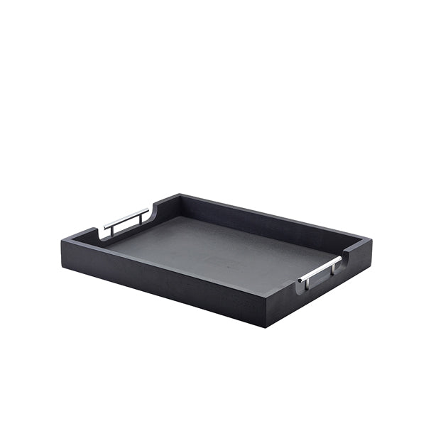 GenWare Solid Black Butlers Tray with Metal Handles 50 x 39.5cm pack of 1