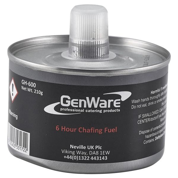 Gen-Heat DEG Adj Heat Chafing Fuel 6 Hour Can pack of 24