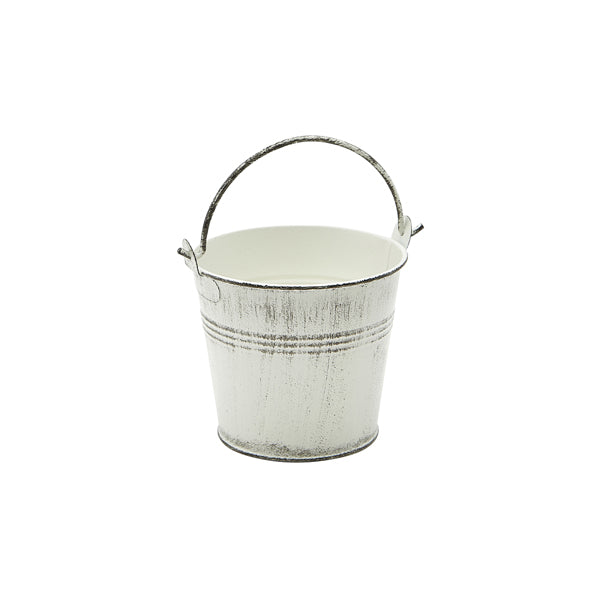 Galvanised Steel Serving Bucket 10cm Dia White Wash pack of 12