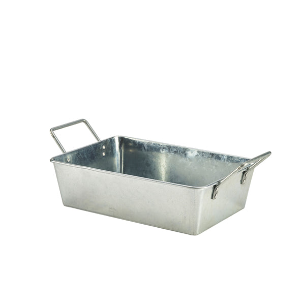 Galvanised Steel Rectangular Serving Bucket 24 x 16.7 x 7cm pack of 6