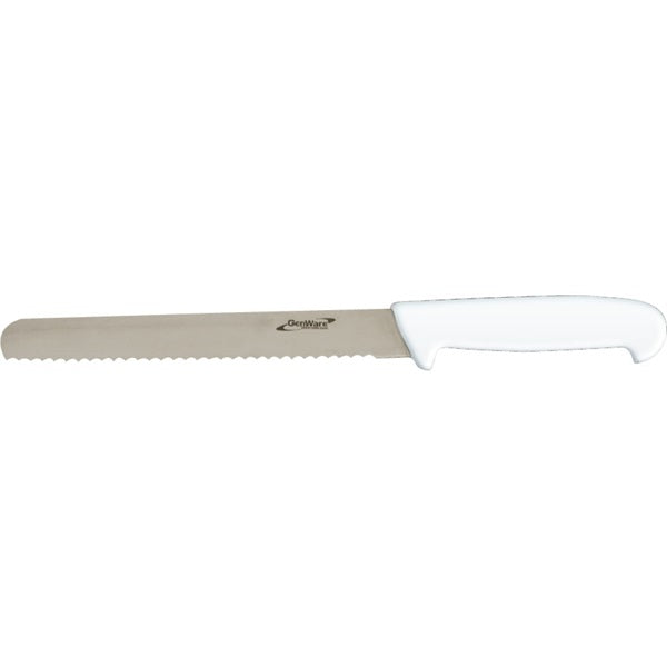 Genware 8'' Bread Knife White (Serrated) pack of 1