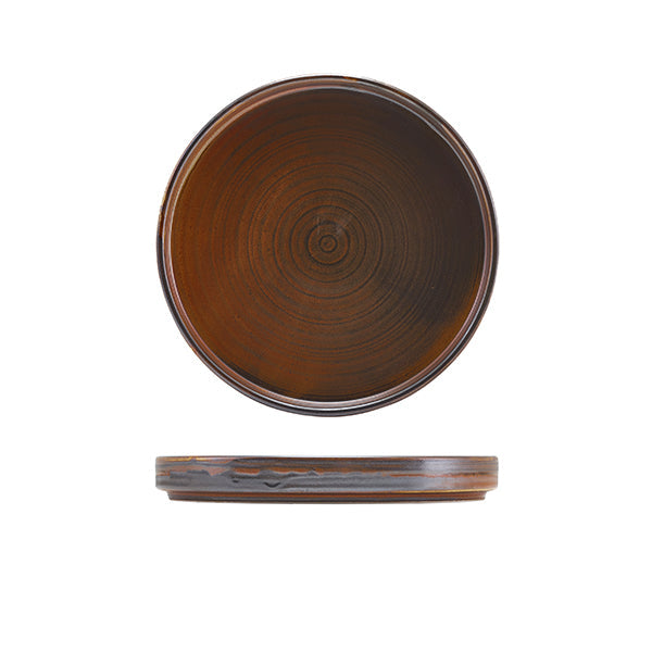 Terra Porcelain Rustic Copper Low Presentation Plate 18cm pack of 6