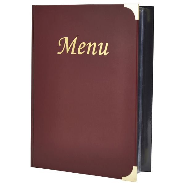 A4 Menu Holder Wine Red 8 Pages pack of 1