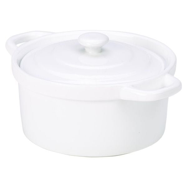 Genware Porcelain Covered Mini Casserole Dish 10.5cm/ 4" pack of 6