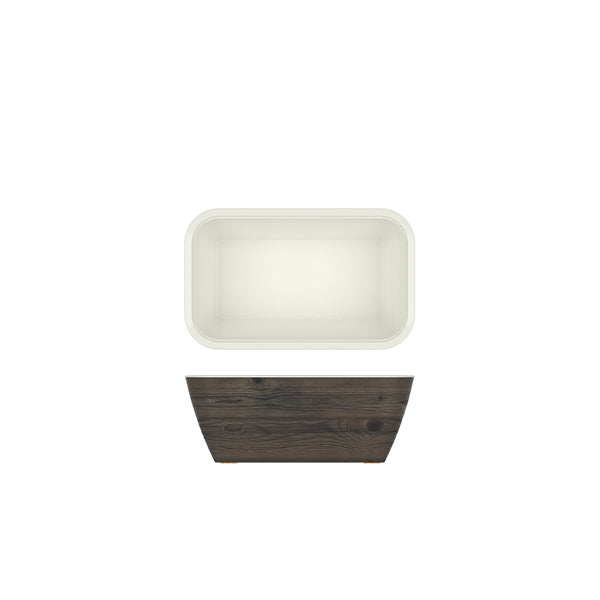 Oak/ White New Haven Melamine GN 1/4 Deep Dish 26.5 x 16.2 x 10cm pack of 1