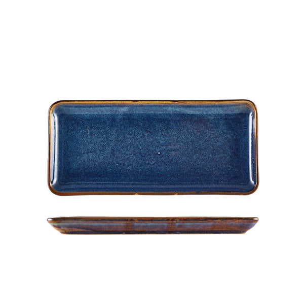 Terra Porcelain Aqua Blue Narrow Rectangular Platter 27 x 12.5cm pack of 6