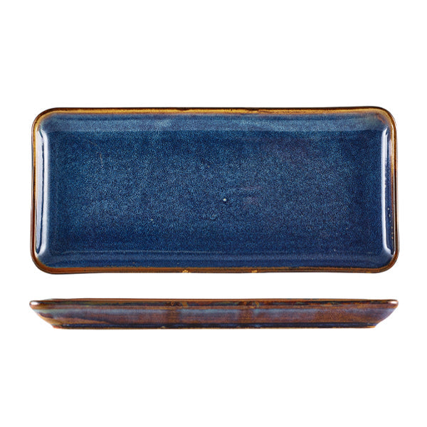 Terra Porcelain Aqua Blue Narrow Rectangular Platter 36 x 16.5cm pack of 3