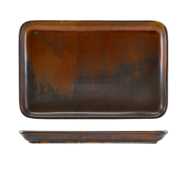 Terra Porcelain Rustic Copper Rectangular Platter 30 x 20cm pack of 3