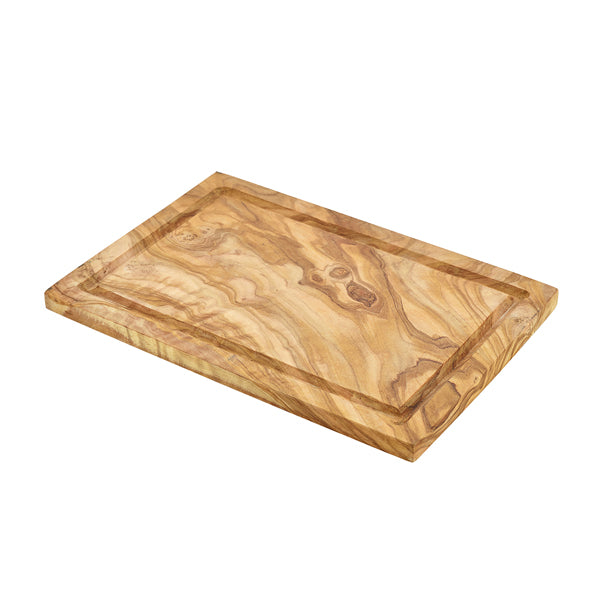 Olive Wood Serving Board W/ Groove 30 x 20cm+/- pack of 1