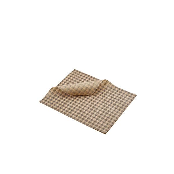 GenWare Greaseproof Paper Brown Gingham Print 25 x 20cm pack of 1