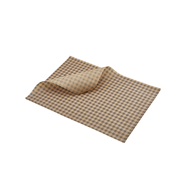 Greaseproof Paper Brown Gingham Print 35 x 25cm pack of 1