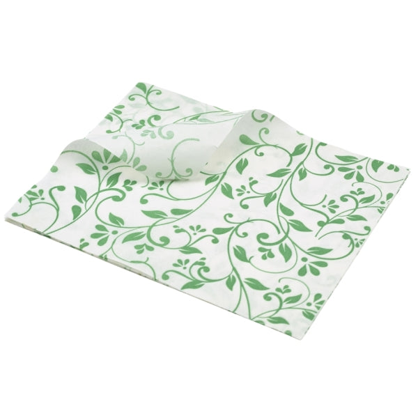 Greaseproof Paper Green Floral Print 25 x 20cm pack of 1