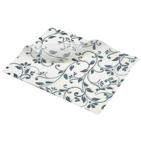 Greaseproof Paper Grey Floral Print 25 x 20cm pack of 1