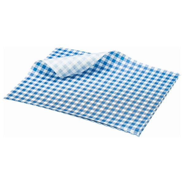 Greaseproof Paper Blue Gingham Print 25 x 20cm pack of 1