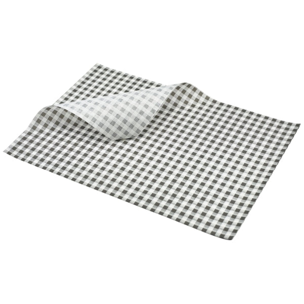 Greaseproof Paper Black Gingham Print 35 x 25cm pack of 1