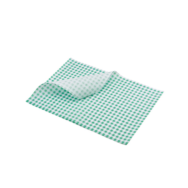 Greaseproof Paper Green Gingham Print 35 x 25cm pack of 1