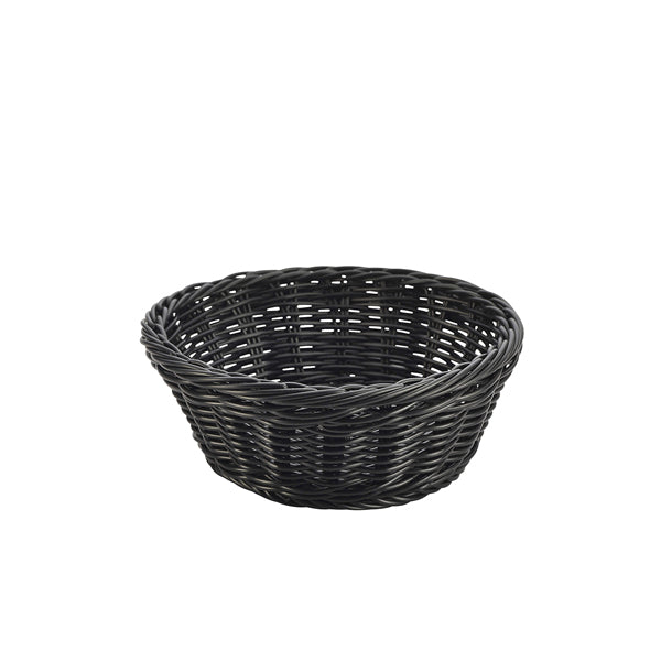 Black Round Polywicker Basket 21Dia x 8cm pack of 6