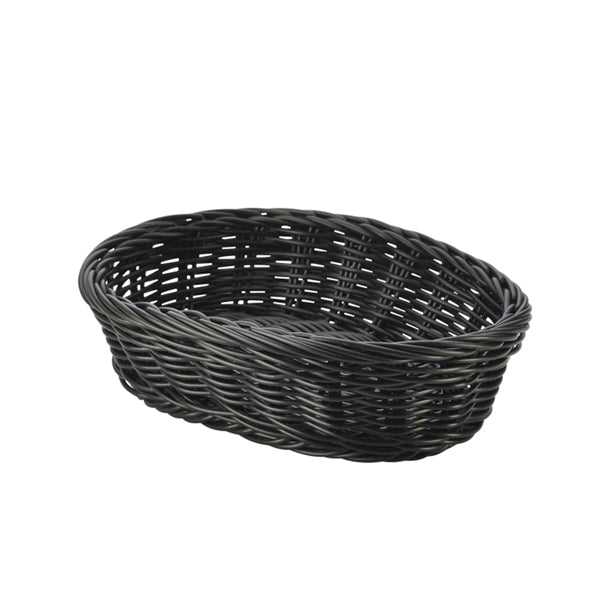 Black Oval Polywicker Basket 22.5 x 15.5 x 6.5cm pack of 6