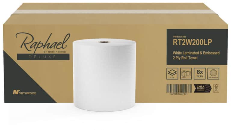 Raphael RT2W200LP White Laminated & Embossed Roll Towel