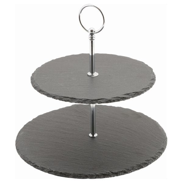 Genware Slate 2-Tier Cake Stand 20/25cm pack of 1