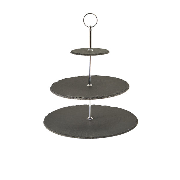 Genware Slate 3-Tier Cake Stand 12/25/30cm pack of 1