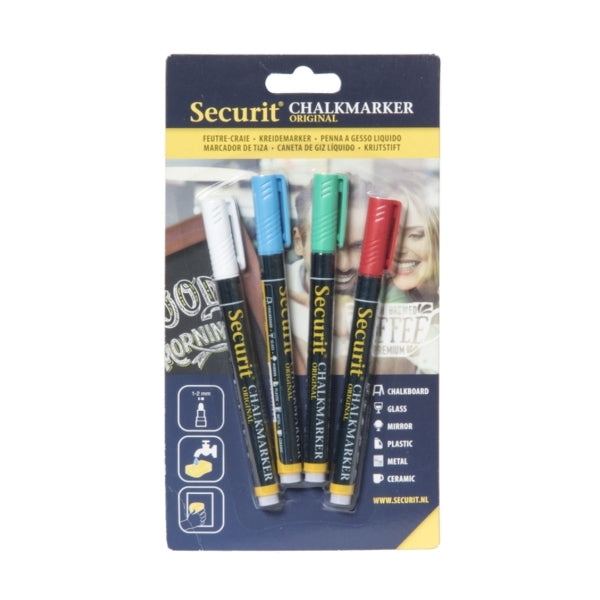 Chalkmarkers 4 Colour Pack (R G W Bl) Small