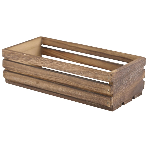 Genware Dark Rustic Wooden Crate 25 x 12 x 7.5cm pack of 1