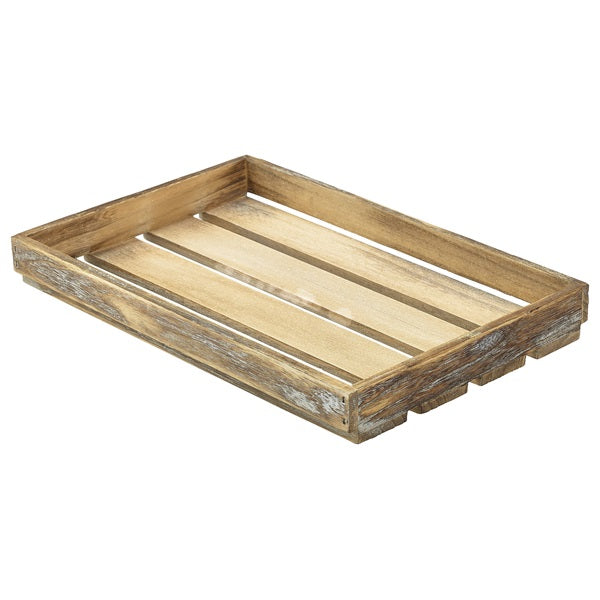 Genware Dark Rustic Wooden Crate 35 x 23 x 4cm pack of 1